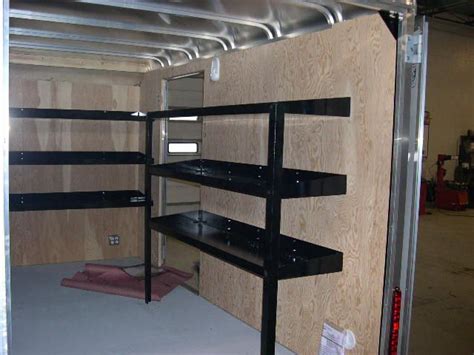 metal shelving unit for box trailers|cargo trailer shelving designs.